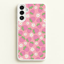 Pink Strawberries - Spring Patterns  - Spring Phone Case for Galaxy A36