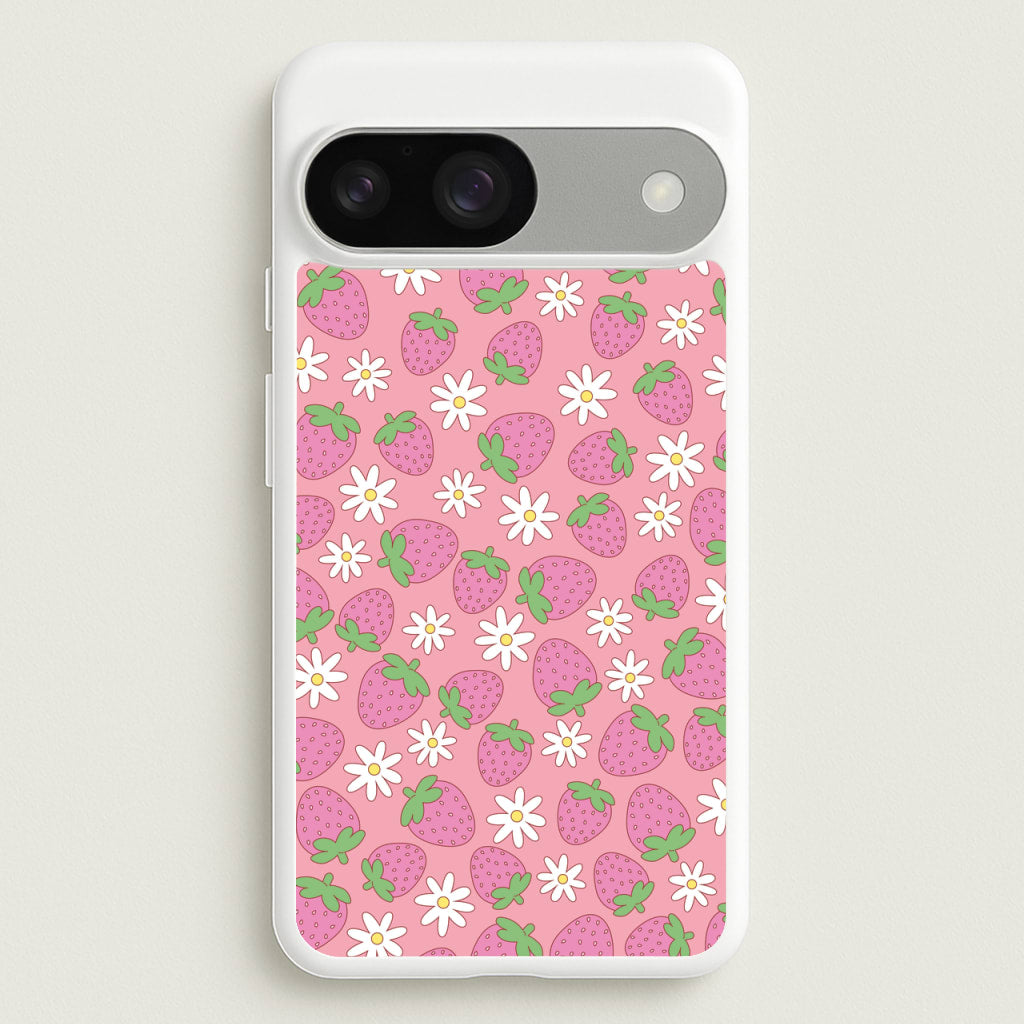 Pink Strawberries - Spring Patterns  - Spring Phone Case for Google Pixel 9 / 9 Pro