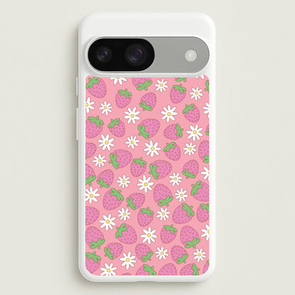Pink Strawberries - Spring Patterns  - Spring Phone Case for Google Pixel 9 / 9 Pro
