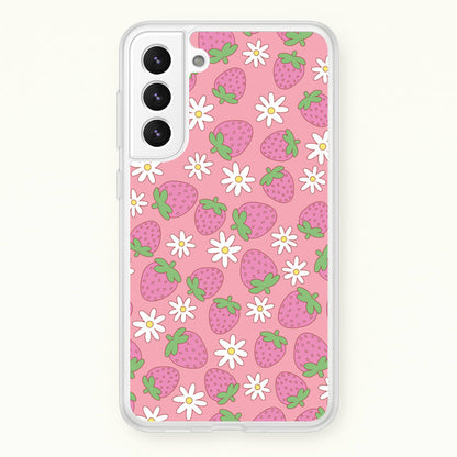 Pink Strawberries - Spring Patterns  - Spring Phone Case for Galaxy S22 Plus