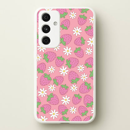 Pink Strawberries - Spring Patterns  - Spring Phone Case for Galaxy A55