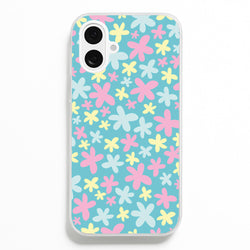 Blue, Pink And Yellow Flowers - Spring Patterns  - Spring Phone Case for iPhone 16 Plus