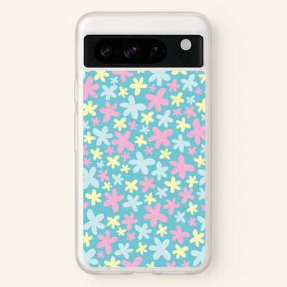 Blue, Pink And Yellow Flowers - Spring Patterns  - Spring Phone Case for Google Pixel 8 Pro