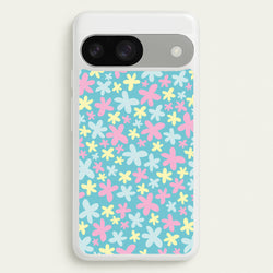 Blue, Pink And Yellow Flowers - Spring Patterns  - Spring Phone Case for Google Pixel 9 / 9 Pro