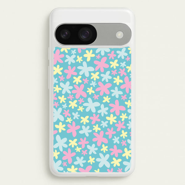 Blue, Pink And Yellow Flowers - Spring Patterns  - Spring Phone Case for Google Pixel 9 / 9 Pro