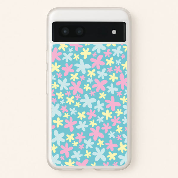 Blue, Pink And Yellow Flowers - Spring Patterns  - Spring Phone Case for Google Pixel 6a