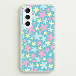 Blue, Pink And Yellow Flowers - Spring Patterns  - Spring Phone Case for Galaxy A16