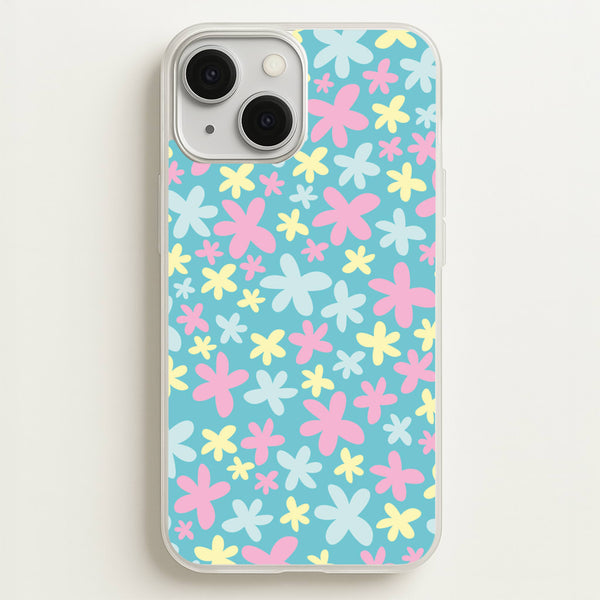 Blue, Pink And Yellow Flowers - Spring Patterns  - Spring Phone Case for iPhone 13 Mini