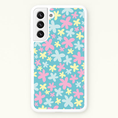 Blue, Pink And Yellow Flowers - Spring Patterns  - Spring Phone Case for Galaxy S22 Plus