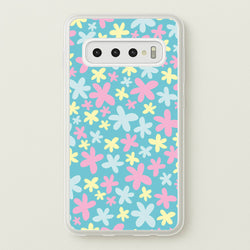 Blue, Pink And Yellow Flowers - Spring Patterns  - Spring Phone Case for Galaxy S10 Plus