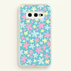 Blue, Pink And Yellow Flowers - Spring Patterns  - Spring Phone Case for Galaxy S10e