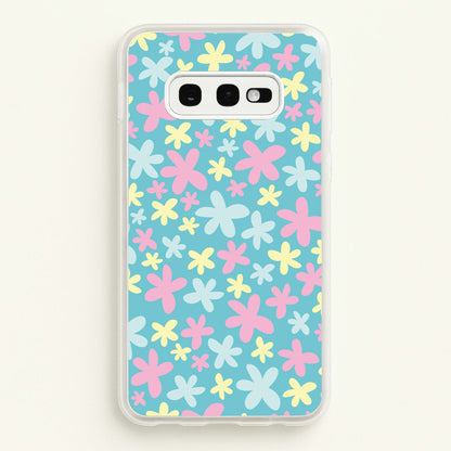 Blue, Pink And Yellow Flowers - Spring Patterns  - Spring Phone Case for Galaxy S10e