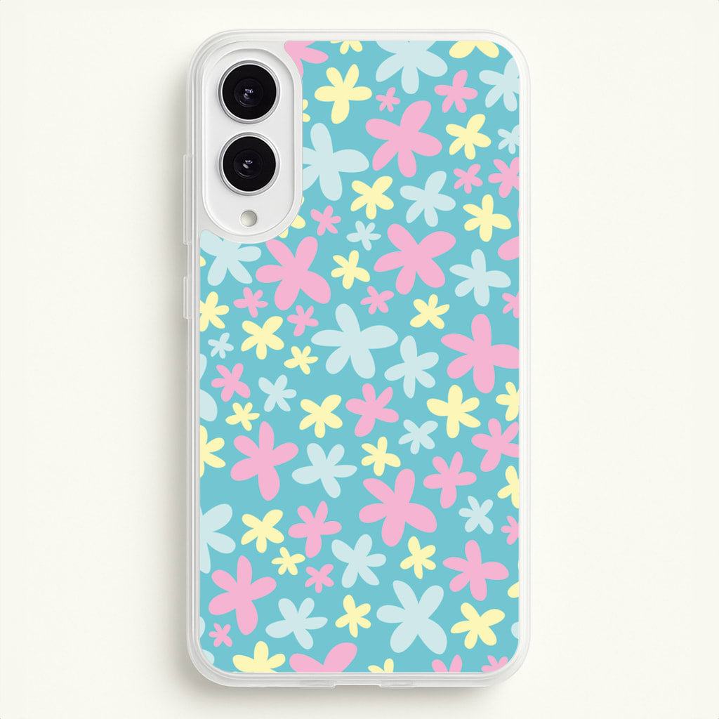 Blue, Pink And Yellow Flowers - Spring Patterns  - Spring Phone Case for Galaxy S25 Edge