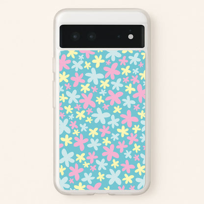 Blue, Pink And Yellow Flowers - Spring Patterns  - Spring Phone Case for Google Pixel 6