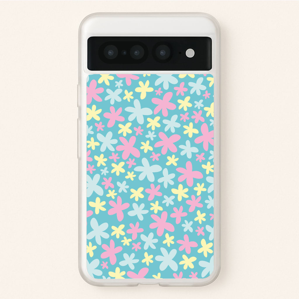 Blue, Pink And Yellow Flowers - Spring Patterns  - Spring Phone Case for Google Pixel 7 Pro