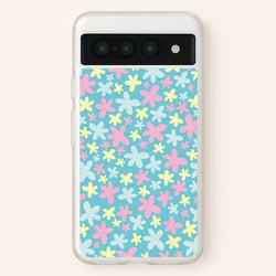 Blue, Pink And Yellow Flowers - Spring Patterns  - Spring Phone Case for Google Pixel 7 Pro