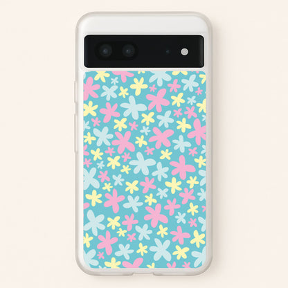 Blue, Pink And Yellow Flowers - Spring Patterns  - Spring Phone Case for Google Pixel 7