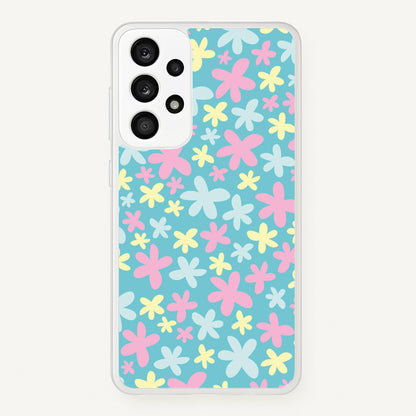 Blue, Pink And Yellow Flowers - Spring Patterns  - Spring Phone Case for Galaxy A53