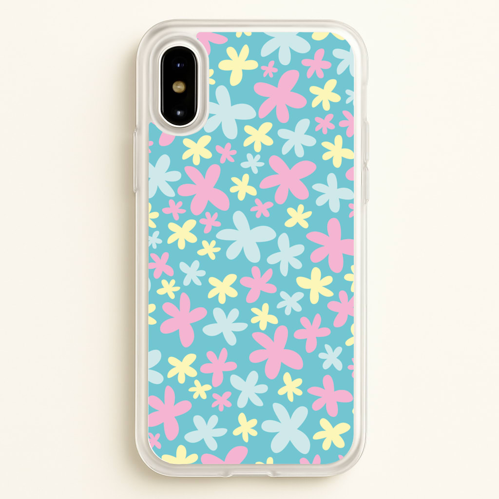 Blue, Pink And Yellow Flowers - Spring Patterns  - Spring Phone Case for iPhone X / XS