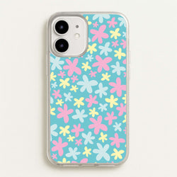 Blue, Pink And Yellow Flowers - Spring Patterns  - Spring Phone Case for iPhone 12 / 12 Pro