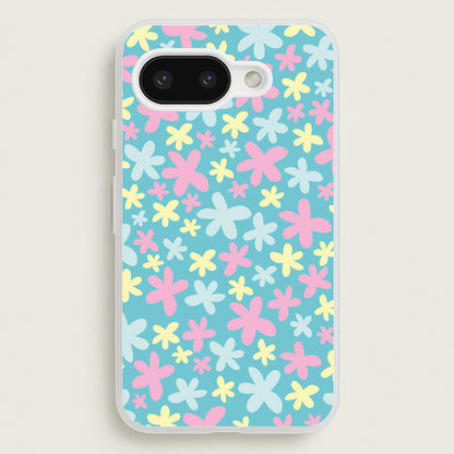 Blue, Pink And Yellow Flowers - Spring Patterns  - Spring Phone Case for Google Pixel 9a
