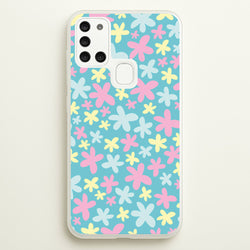 Blue, Pink And Yellow Flowers - Spring Patterns  - Spring Phone Case for Galaxy A21s