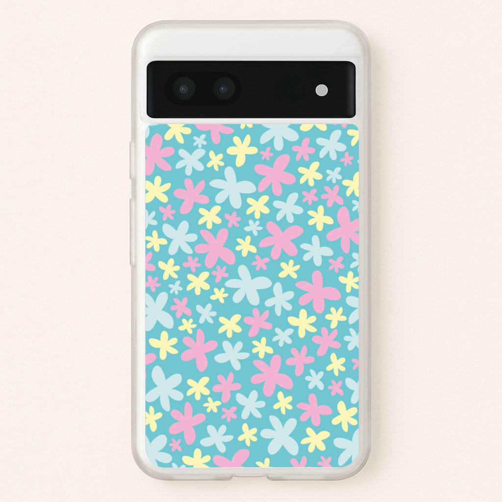 Blue, Pink And Yellow Flowers - Spring Patterns  - Spring Phone Case for Google Pixel 7a