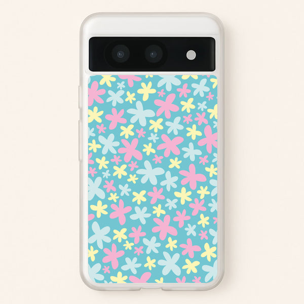 Blue, Pink And Yellow Flowers - Spring Patterns  - Spring Phone Case for Google Pixel 8a
