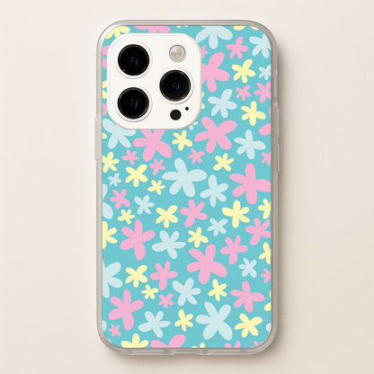 Blue, Pink And Yellow Flowers - Spring Patterns  - Spring Phone Case for iPhone 14 Pro