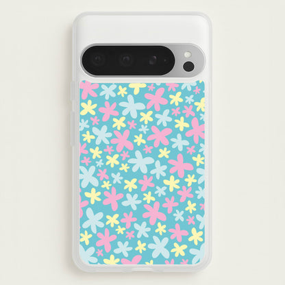 Blue, Pink And Yellow Flowers - Spring Patterns  - Spring Phone Case for Google Pixel 9 Pro XL
