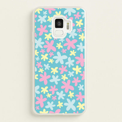 Blue, Pink And Yellow Flowers - Spring Patterns  - Spring Phone Case for Galaxy S9