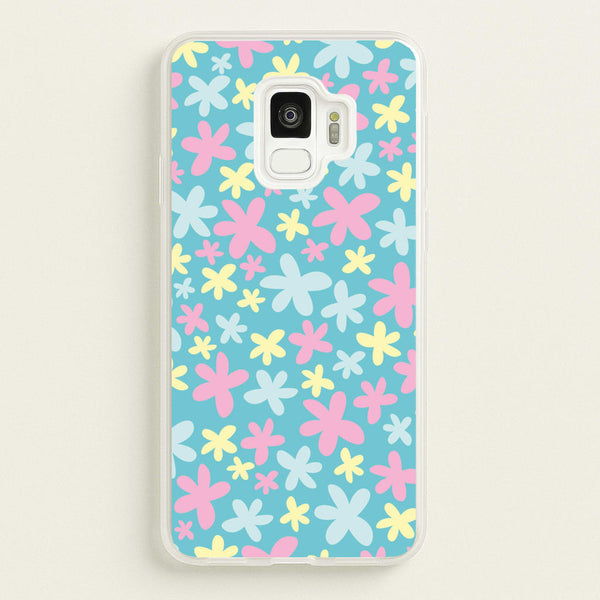 Blue, Pink And Yellow Flowers - Spring Patterns  - Spring Phone Case for Galaxy S9