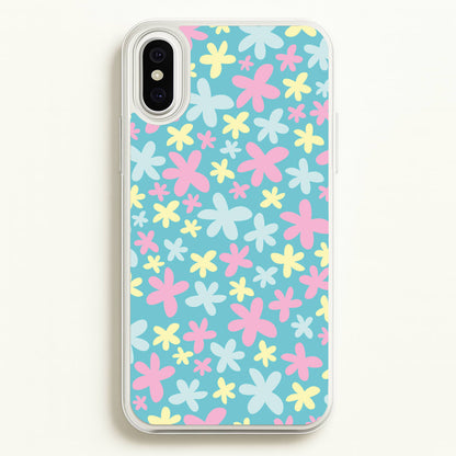 Blue, Pink And Yellow Flowers - Spring Patterns  - Spring Phone Case for iPhone XS Max