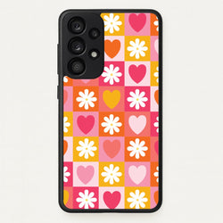 Checked Hearts And Flowers - Spring Patterns  - Spring Phone Case for Galaxy A53