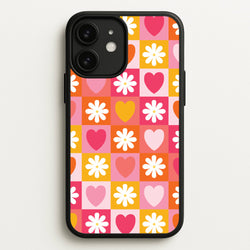 Checked Hearts And Flowers - Spring Patterns  - Spring Phone Case for iPhone 11