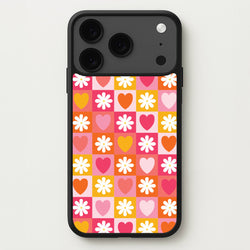 Checked Hearts And Flowers - Spring Patterns Phone Case for iPhone 17 Pro