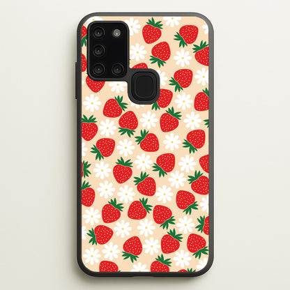 Strawberries and Flowers - Spring Patterns  - Spring Phone Case for Galaxy A21s