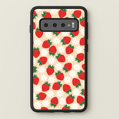 Strawberries and Flowers - Spring Patterns  - Spring Phone Case for Galaxy S10