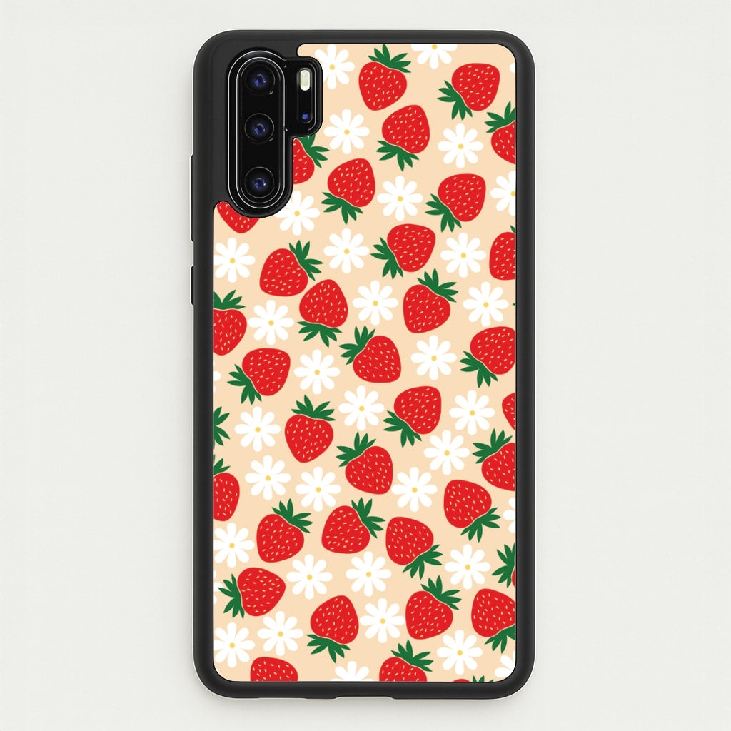 Strawberries and Flowers - Spring Patterns  - Spring Phone Case for Huawei P30 Pro