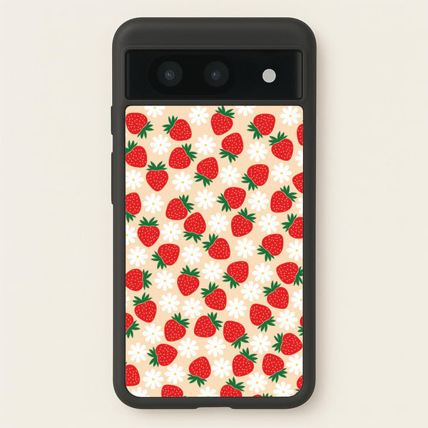 Strawberries and Flowers - Spring Patterns  - Spring Phone Case for Google Pixel 8a