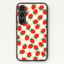 Strawberries and Flowers - Spring Patterns  - Spring Phone Case for Galaxy S24FE