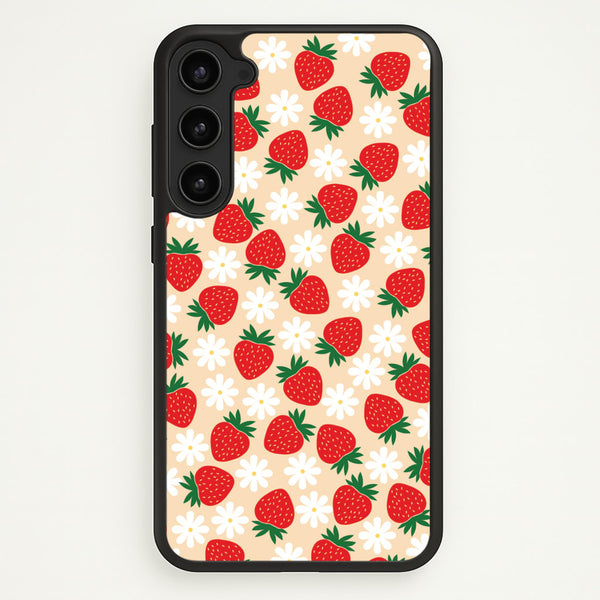 Strawberries and Flowers - Spring Patterns  - Spring Phone Case for Galaxy S23 Plus