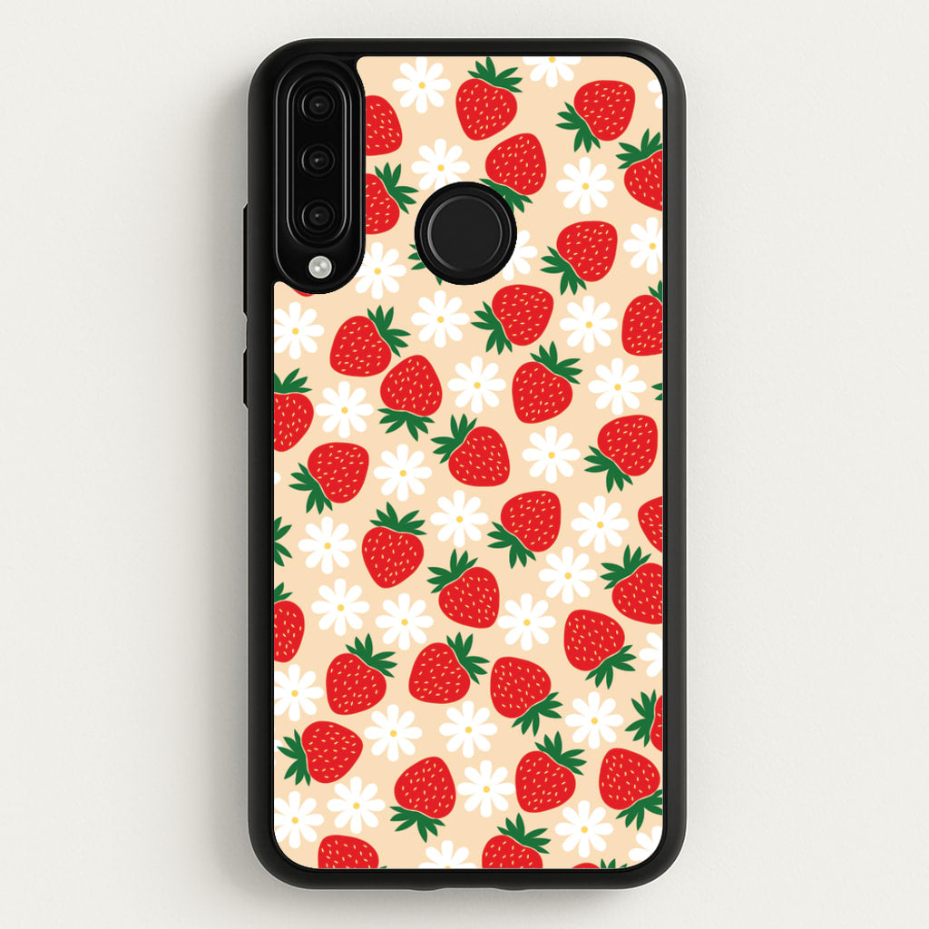 Strawberries and Flowers - Spring Patterns  - Spring Phone Case for Huawei P30 Lite