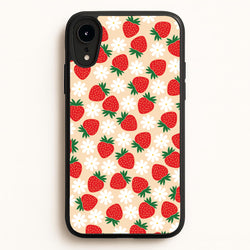 Strawberries and Flowers - Spring Patterns  - Spring Phone Case for iPhone XR