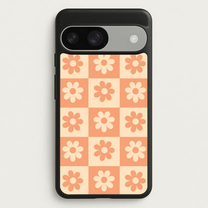 Checkered Flowers Orange  - Spring Phone Case for Google Pixel 9 / 9 Pro