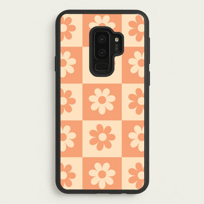 Checkered Flowers Orange  - Spring Phone Case for Galaxy S9 Plus