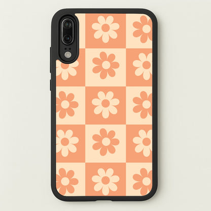 Checkered Flowers Orange  - Spring Phone Case for Huawei P20