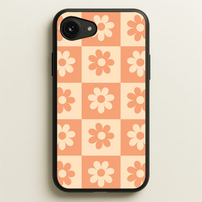 Checkered Flowers Orange  - Spring Phone Case for iPhone 16e
