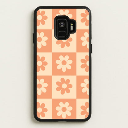 Checkered Flowers Orange  - Spring Phone Case for Galaxy S9