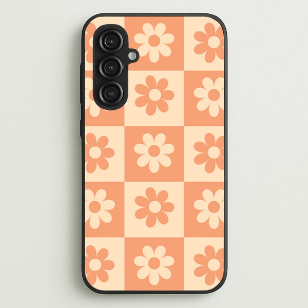 Checkered Flowers Orange  - Spring Phone Case for Galaxy S23FE